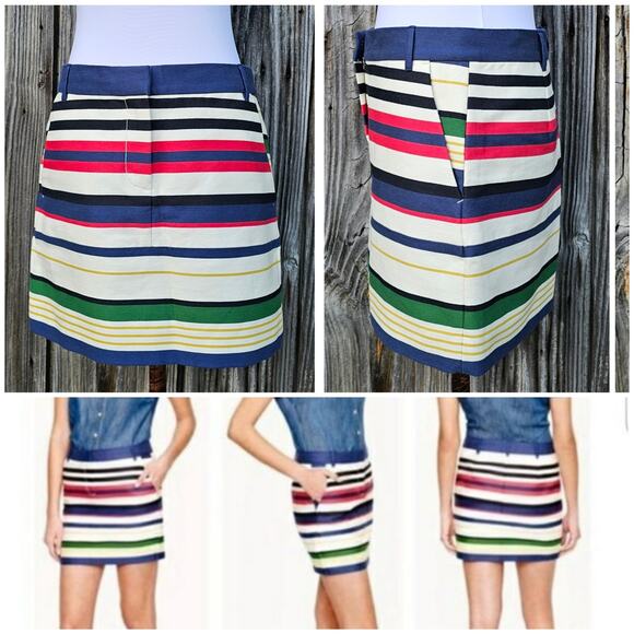 Bold Striped Mini Skirt J. Crew Size 2 Nautical Multi Stripe Primary Kidcore NWT - Picture 6 of 9
